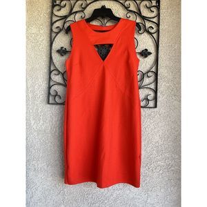 Zara Cut Out Shift Dress - Size Medium - Red/Orange Color